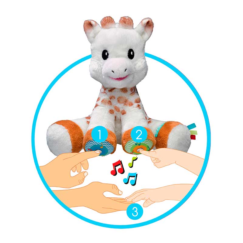 Peluche sensorial bebé Touch and Play Music Sophie la girafe